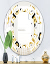 Golden Art Deco Metallic Luxury Geometrics - Modern Round or Oval Wall Mirror - Space