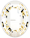 Golden Art Deco Metallic Luxury Geometrics - Modern Round or Oval Wall Mirror - Space