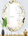 Golden Art Deco Metallic Luxury Geometrics - Modern Round or Oval Wall Mirror - Triple C