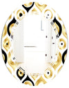 Golden Art Deco Metallic Luxury Geometrics - Modern Round or Oval Wall Mirror - Triple C