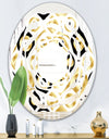 Golden Art Deco Metallic Luxury Geometrics - Modern Round or Oval Wall Mirror - Whirl