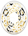 Golden Art Deco Metallic Luxury Geometrics - Modern Round or Oval Wall Mirror - Whirl