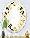 Golden Art Deco Metallic Luxury Geometrics - Modern Round or Oval Wall Mirror - Quatrefoil