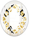 Golden Art Deco Metallic Luxury Geometrics - Modern Round or Oval Wall Mirror - Quatrefoil