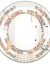 Retro Indian Floral Batik II - Modern Round or Oval Wall Mirror - Space