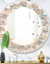 Retro Indian Floral Batik II - Modern Round or Oval Wall Mirror - Leaves