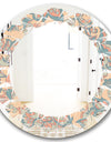 Retro Indian Floral Batik II - Modern Round or Oval Wall Mirror - Leaves