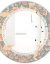 Retro Indian Floral Batik II - Modern Round or Oval Wall Mirror - Triple C