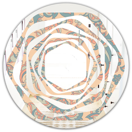 Retro Indian Floral Batik II - Modern Round or Oval Wall Mirror - Whirl