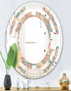 Retro Indian Floral Batik II - Modern Round or Oval Wall Mirror - Space