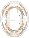 Retro Indian Floral Batik II - Modern Round or Oval Wall Mirror - Space