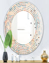 Retro Indian Floral Batik II - Modern Round or Oval Wall Mirror - Wave
