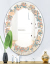 Retro Indian Floral Batik II - Modern Round or Oval Wall Mirror - Leaves