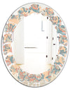 Retro Indian Floral Batik II - Modern Round or Oval Wall Mirror - Leaves