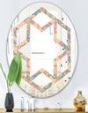 Retro Indian Floral Batik II - Modern Round or Oval Wall Mirror - Hexagon Star