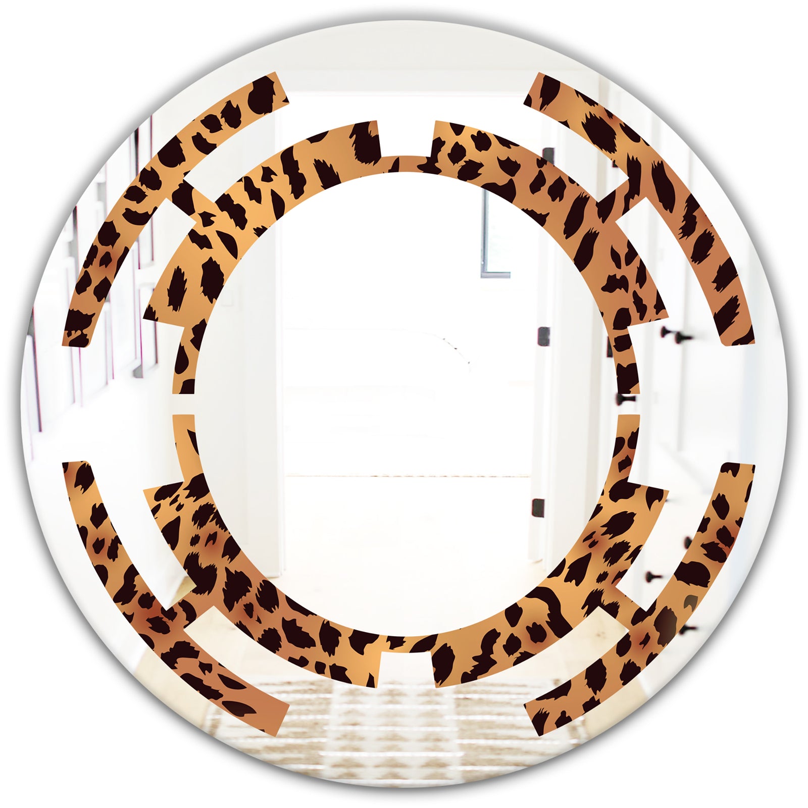 Leopard Fur Safari III - Modern Round or Oval Wall Mirror - Space