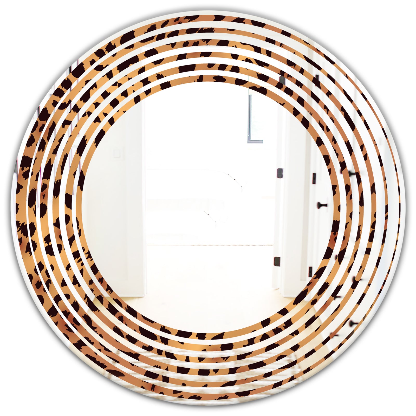 Leopard Fur Safari III - Modern Round or Oval Wall Mirror - Wave
