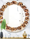 Leopard Fur Safari III - Modern Round or Oval Wall Mirror - Leaves