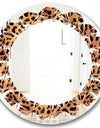 Leopard Fur Safari III - Modern Round or Oval Wall Mirror - Leaves