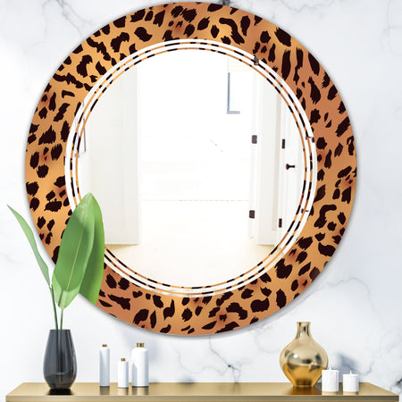 Leopard Fur Safari III - Modern Round or Oval Wall Mirror - Triple C