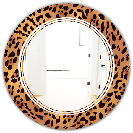 Leopard Fur Safari III - Modern Round or Oval Wall Mirror - Triple C