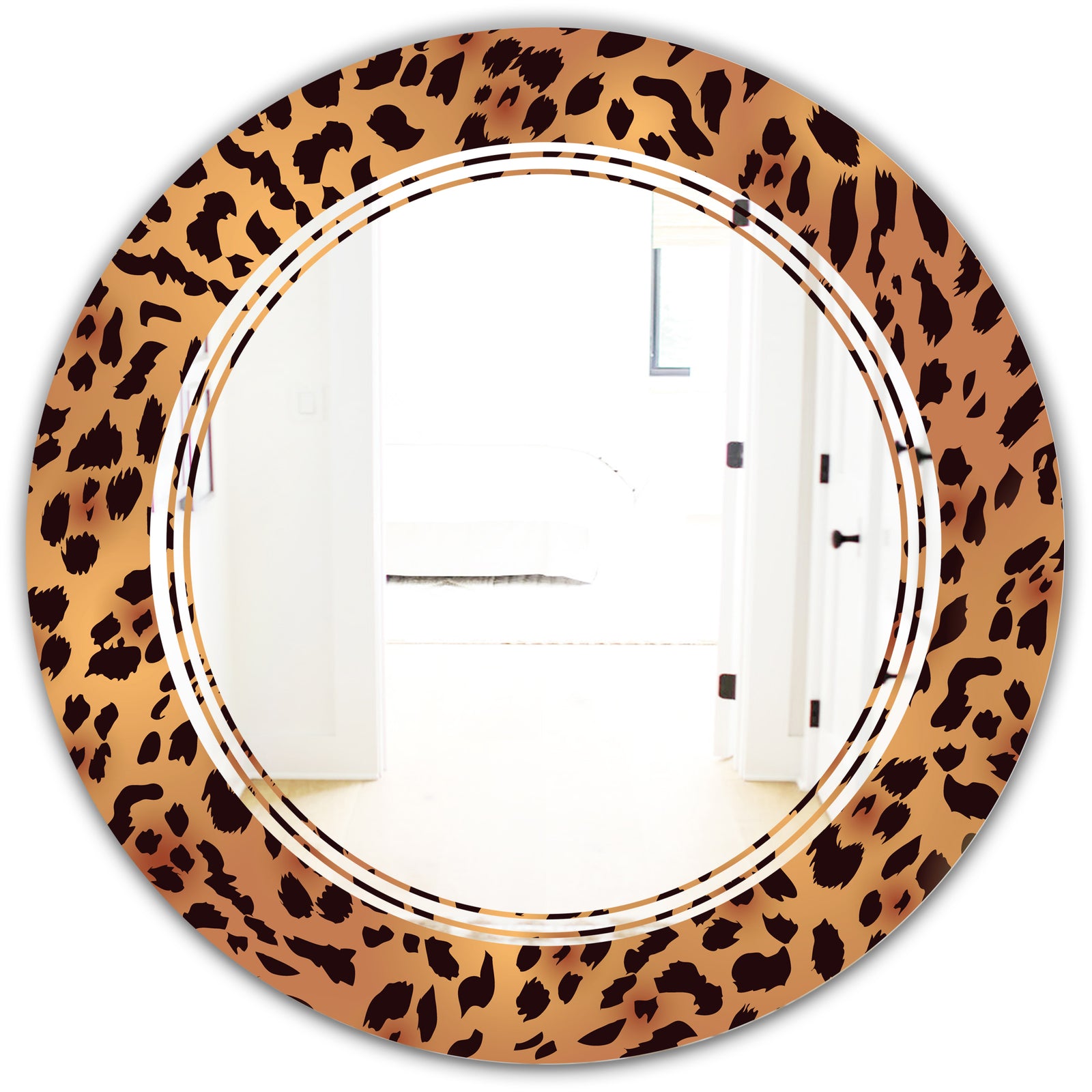 Leopard Fur Safari III - Modern Round or Oval Wall Mirror - Triple C
