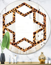 Leopard Fur Safari III - Modern Round or Oval Wall Mirror - Hexagon Star