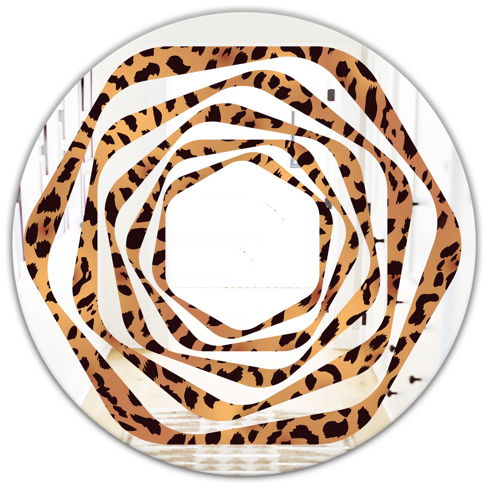 Leopard Fur Safari III - Modern Round or Oval Wall Mirror - Whirl