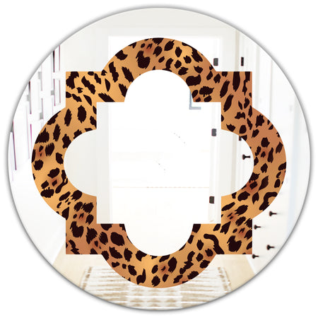 Leopard Fur Safari III - Modern Round or Oval Wall Mirror - Quatrefoil