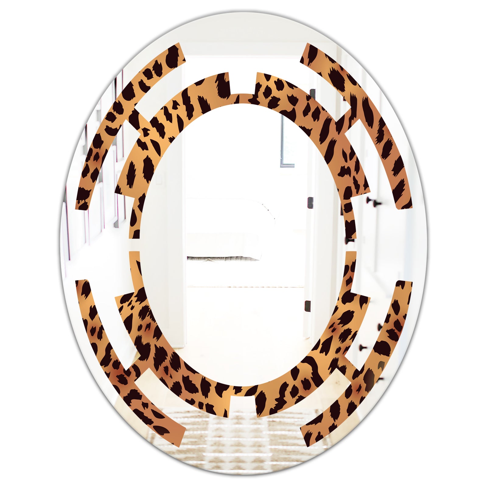 Leopard Fur Safari III - Modern Round or Oval Wall Mirror - Space