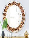 Leopard Fur Safari III - Modern Round or Oval Wall Mirror - Leaves