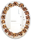 Leopard Fur Safari III - Modern Round or Oval Wall Mirror - Leaves