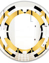Golden Luxury Metallic Geometrics V - Modern Round or Oval Wall Mirror - Space