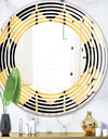 Golden Luxury Metallic Geometrics V - Modern Round or Oval Wall Mirror - Wave