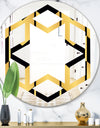 Golden Luxury Metallic Geometrics V - Modern Round or Oval Wall Mirror - Hexagon Star