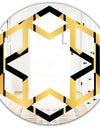 Golden Luxury Metallic Geometrics V - Modern Round or Oval Wall Mirror - Hexagon Star