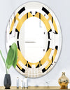 Golden Luxury Metallic Geometrics V - Modern Round or Oval Wall Mirror - Space