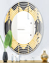 Golden Luxury Metallic Geometrics V - Modern Round or Oval Wall Mirror - Wave