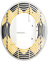 Golden Luxury Metallic Geometrics V - Modern Round or Oval Wall Mirror - Wave