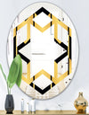 Golden Luxury Metallic Geometrics V - Modern Round or Oval Wall Mirror - Hexagon Star