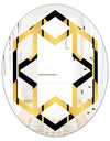 Golden Luxury Metallic Geometrics V - Modern Round or Oval Wall Mirror - Hexagon Star