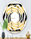 Golden Luxury Metallic Geometrics V - Modern Round or Oval Wall Mirror - Whirl