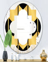 Golden Luxury Metallic Geometrics V - Modern Round or Oval Wall Mirror - Quatrefoil
