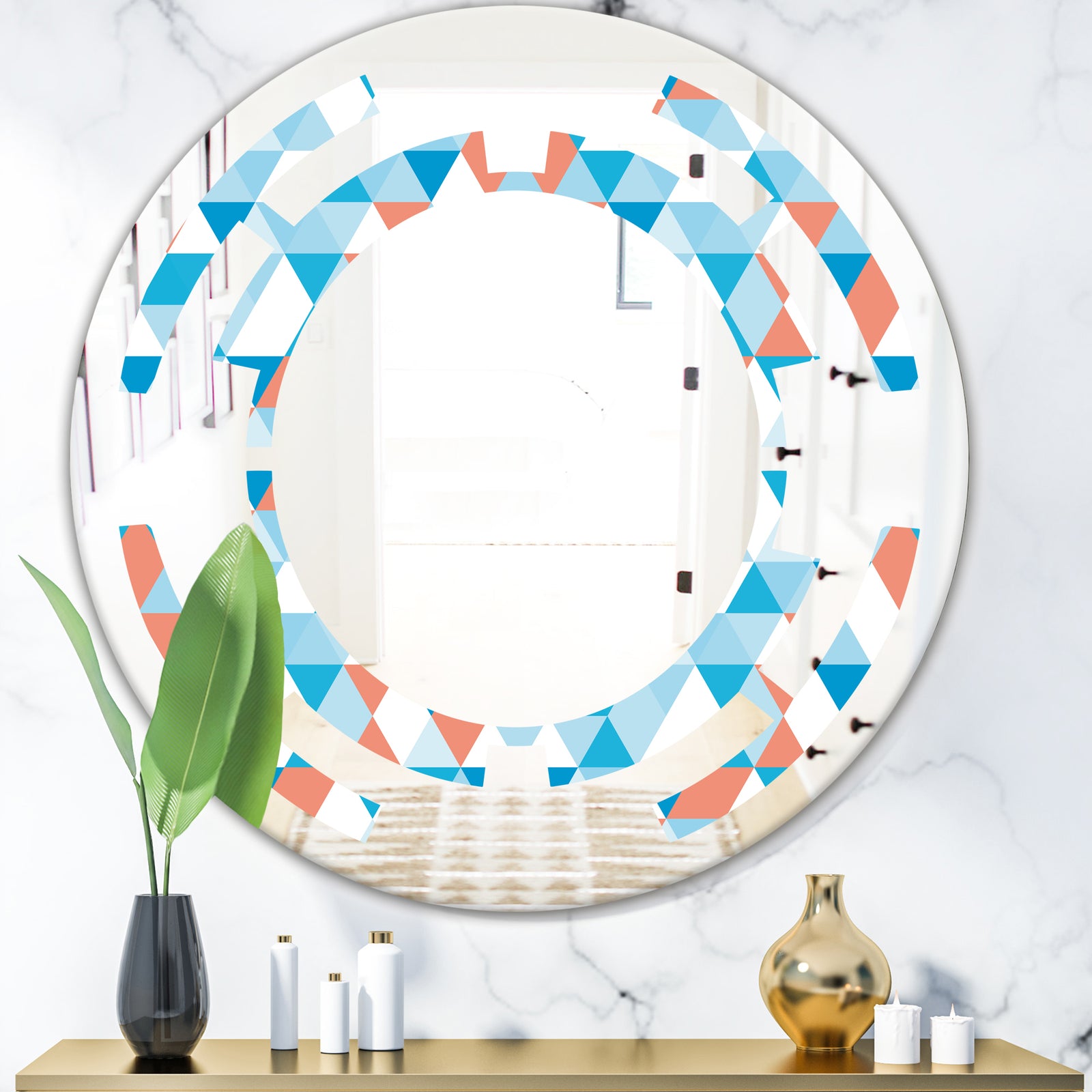 Triangular Retro Design II - Modern Round or Oval Wall Mirror - Space