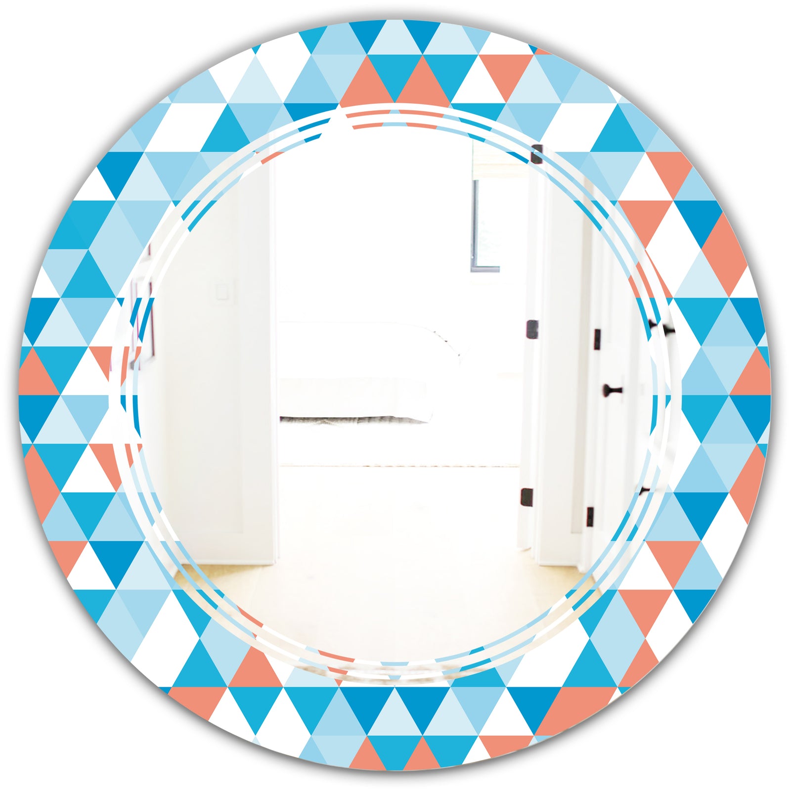 Triangular Retro Design II - Modern Round or Oval Wall Mirror - Triple C