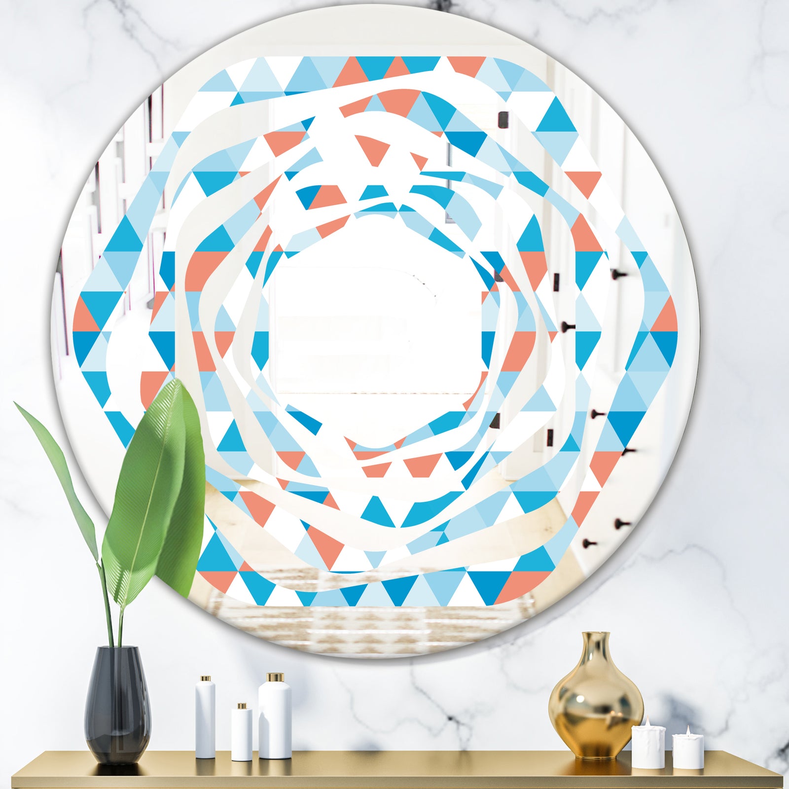 Triangular Retro Design II - Modern Round or Oval Wall Mirror - Whirl