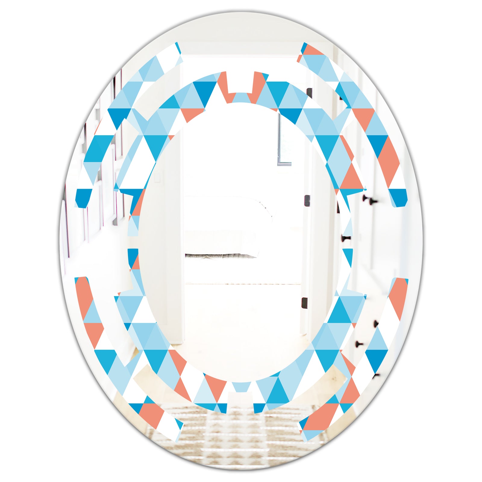 Triangular Retro Design II - Modern Round or Oval Wall Mirror - Space