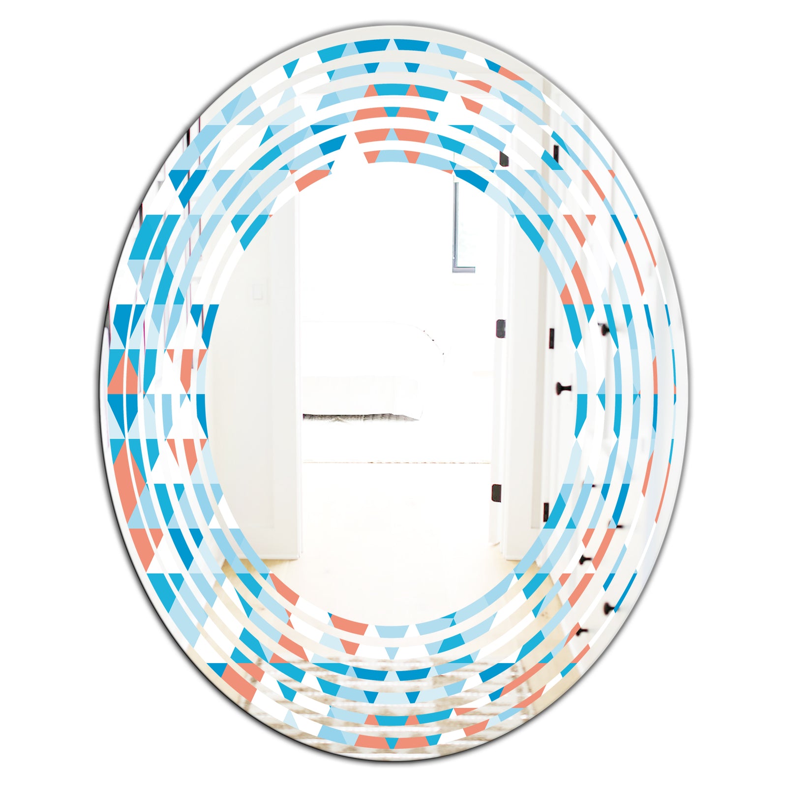 Triangular Retro Design II - Modern Round or Oval Wall Mirror - Wave