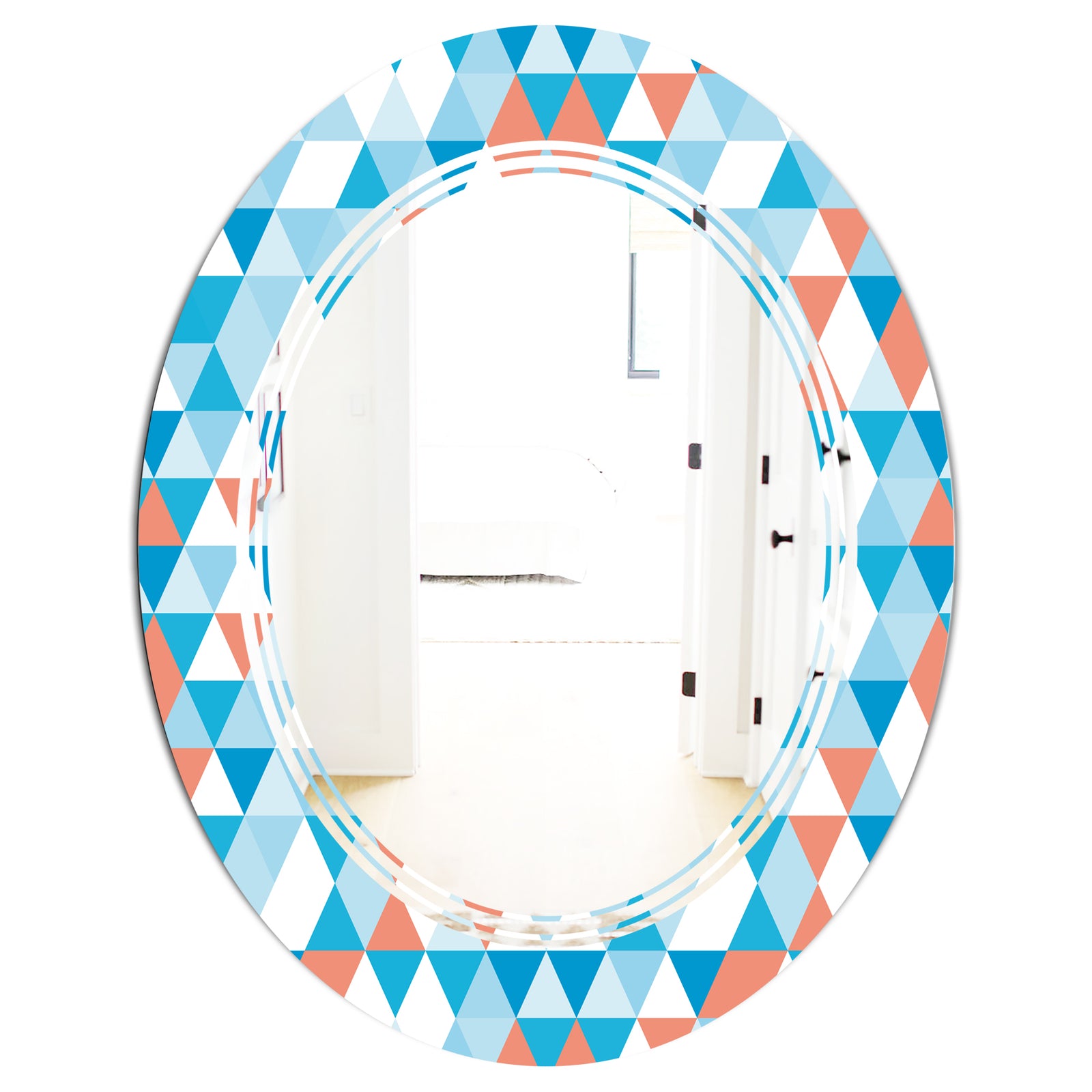 Triangular Retro Design II - Modern Round or Oval Wall Mirror - Triple C