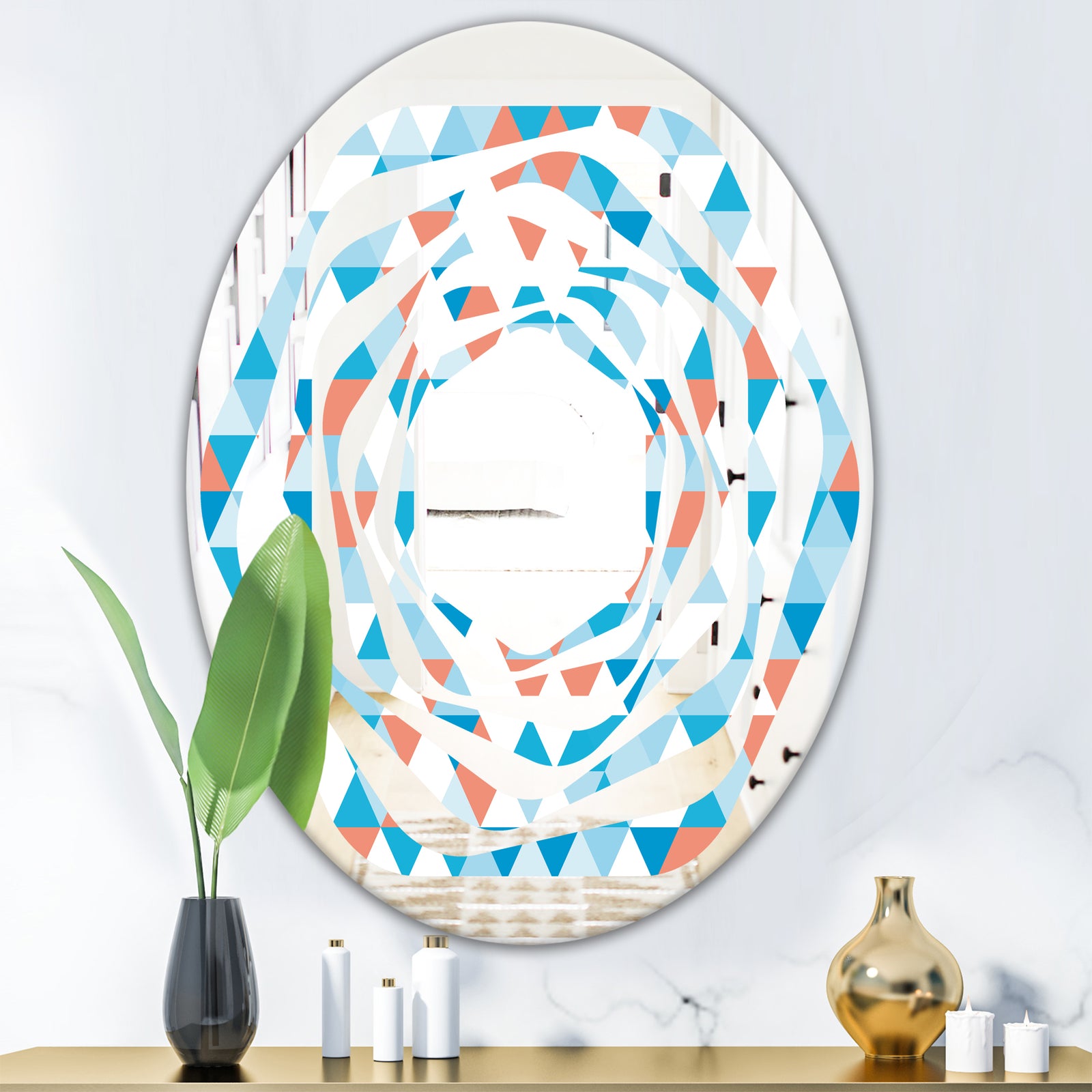 Triangular Retro Design II - Modern Round or Oval Wall Mirror - Whirl